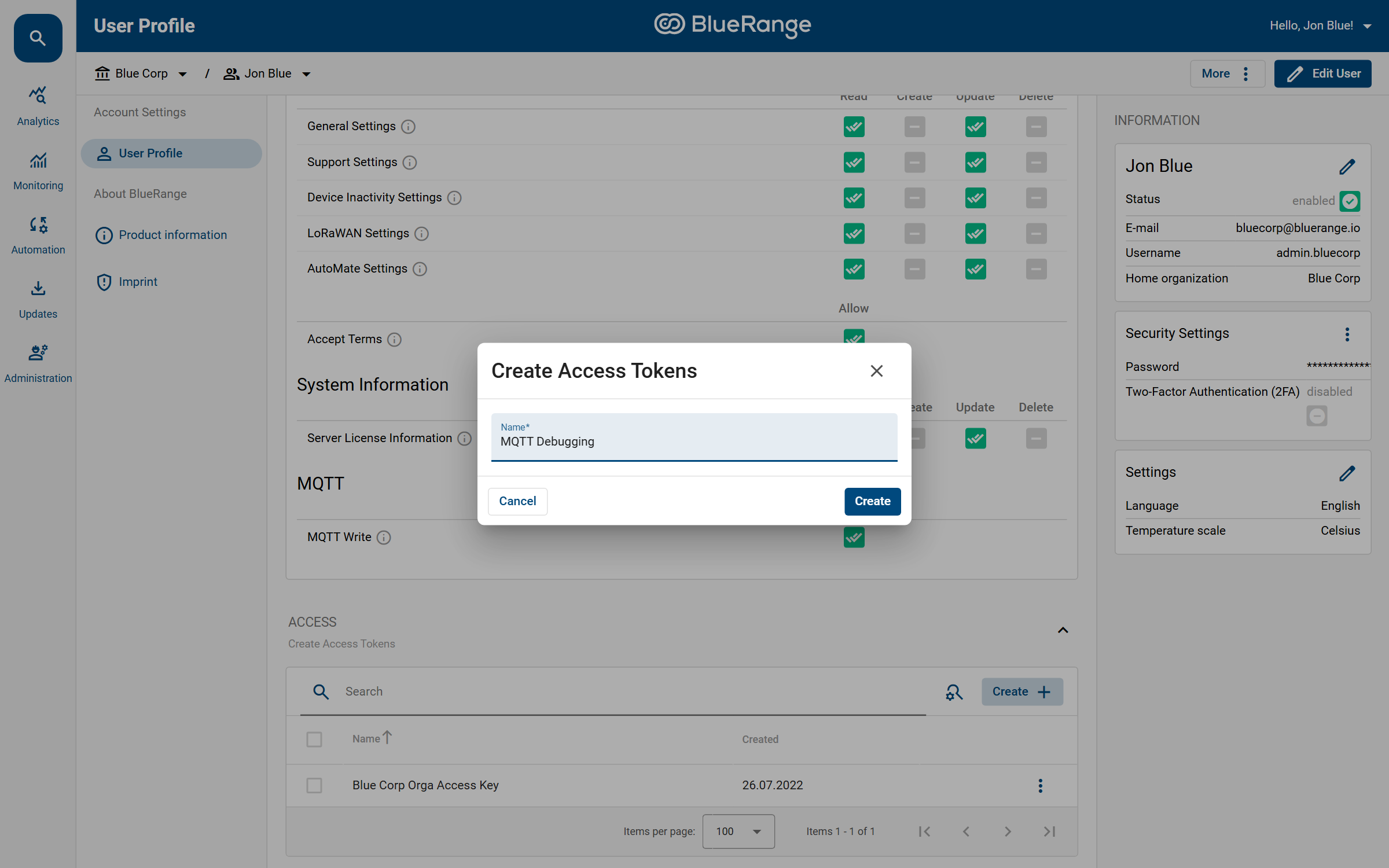 Creating a new access token