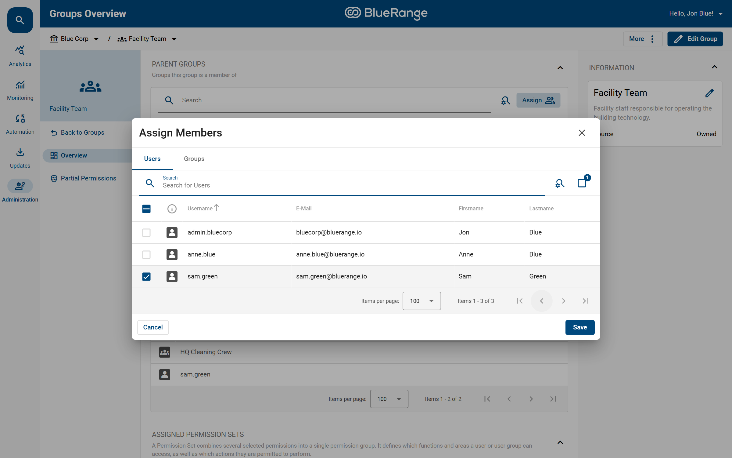 Assigning users and groups as members