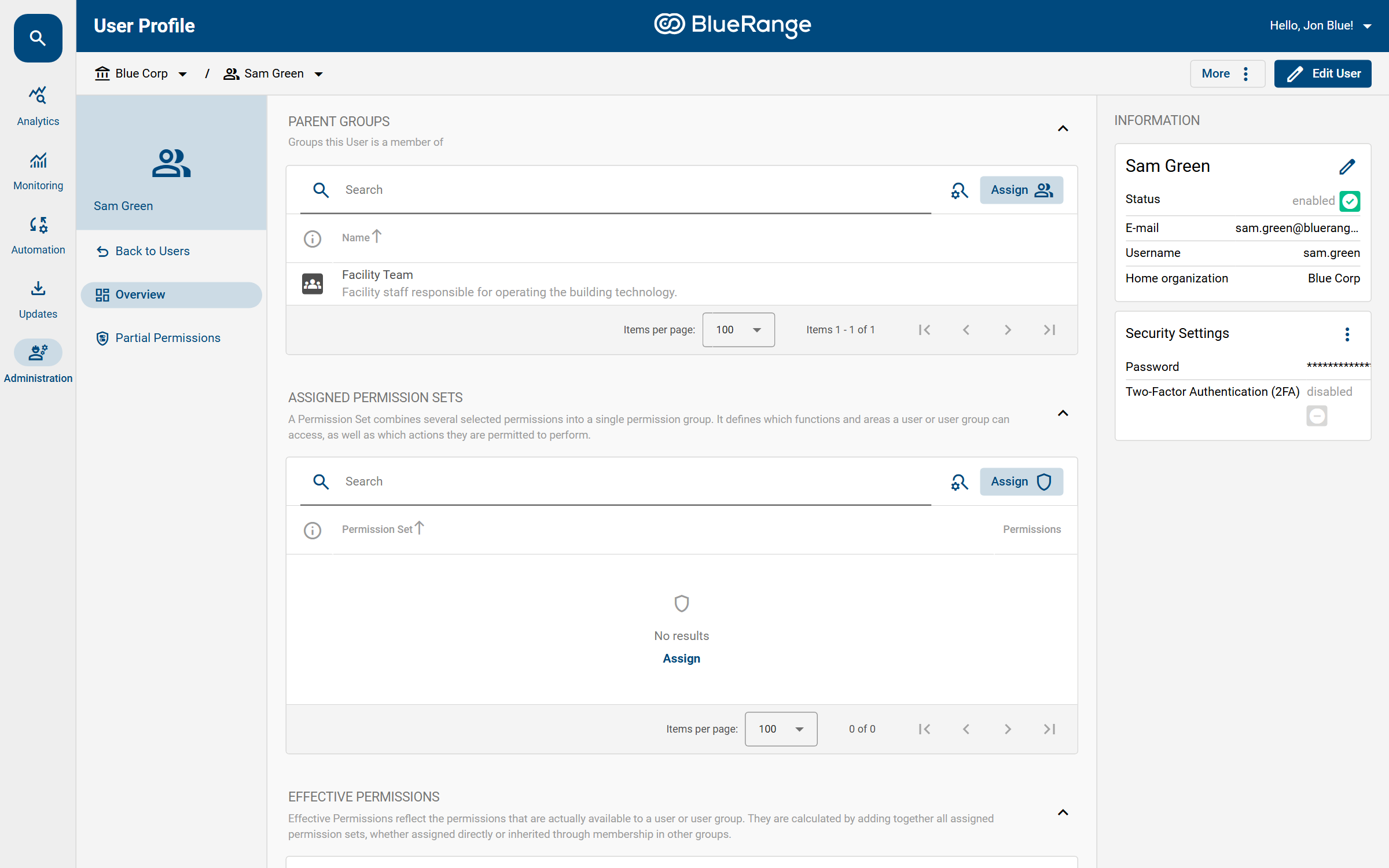 The user profile shows parent groups